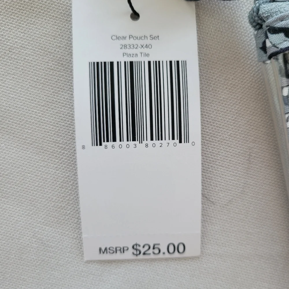 Vera Bradley Clear See through Pouch Wash Me Wear Me Travel Bag-Plaza Tile - Picture 4 of 4